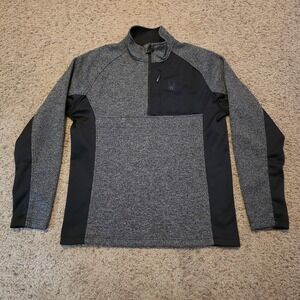 Spyder Pullover Mens Large Gray Black Half Zip Fleece Sweater Outdoor 229518 F22